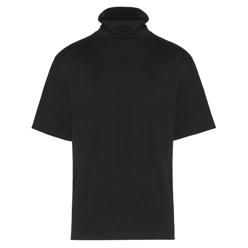 Odbo原創潮牌高領純棉短袖上衣男秋冬2022年新款寬鬆百搭打底衫