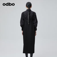 Odbo 原創設計黑色背帶連衣裙女夏季2022年新款寬鬆顯瘦直筒裙子