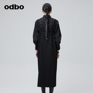 Odbo 原創設計黑色背帶連衣裙女夏季2022年新款寬鬆顯瘦直筒裙子