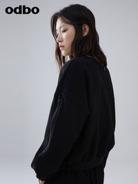 Heardbyodbo早秋2022年新款休閒氣質黑色衛衣女寬鬆百搭針織上衣