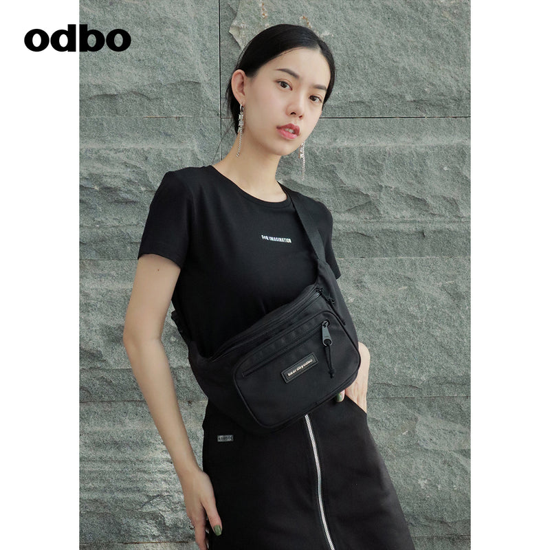 odbo 運動帆布 腰包女 斜挎 胸包