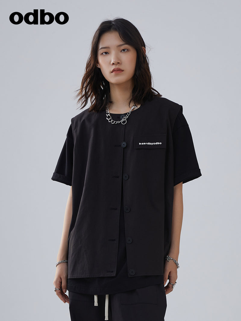 Heardbyodbo2022年夏季新款寬鬆黑色無袖背心女百搭外穿休閒上衣