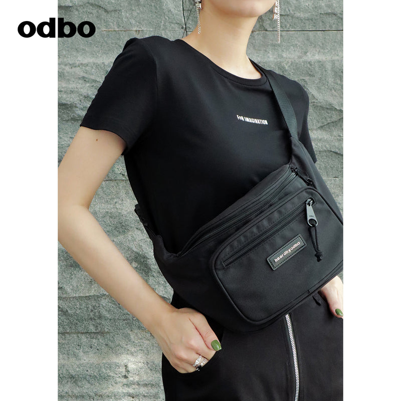 odbo 運動帆布 腰包女 斜挎 胸包