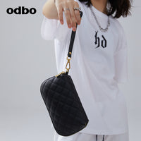 odbo 菱格 真皮 手抓包  軟皮