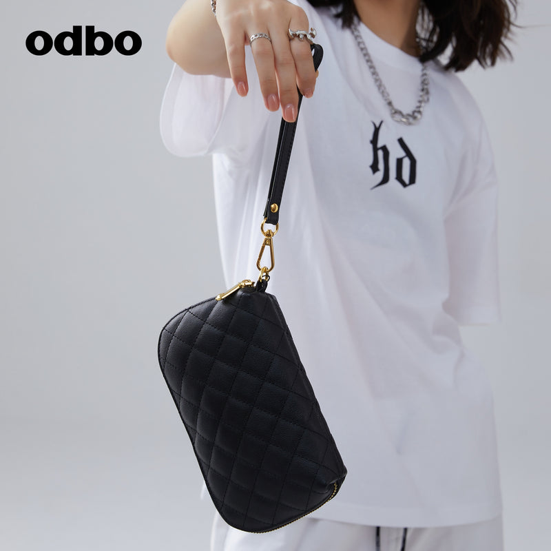 odbo 菱格 真皮 手抓包  軟皮