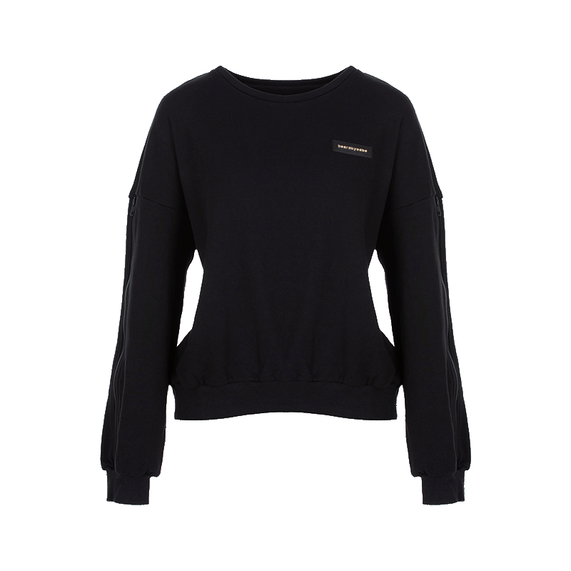 Heardbyodbo早秋2022年新款休閒氣質黑色衛衣女寬鬆百搭針織上衣