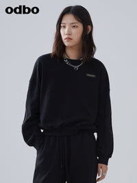 Heardbyodbo早秋2022年新款休閒氣質黑色衛衣女寬鬆百搭針織上衣