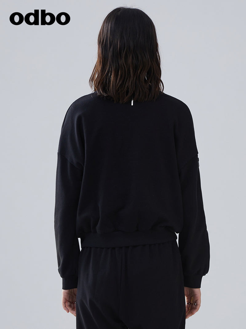 Heardbyodbo早秋2022年新款休閒氣質黑色衛衣女寬鬆百搭針織上衣