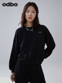 Heardbyodbo早秋2022年新款休閒氣質黑色衛衣女寬鬆百搭針織上衣