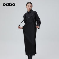 Odbo 原創設計黑色背帶連衣裙女夏季2022年新款寬鬆顯瘦直筒裙子