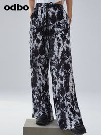 Heardbyodbo春裝2022年新款女時尚印花休閒褲女高腰垂感百搭長褲