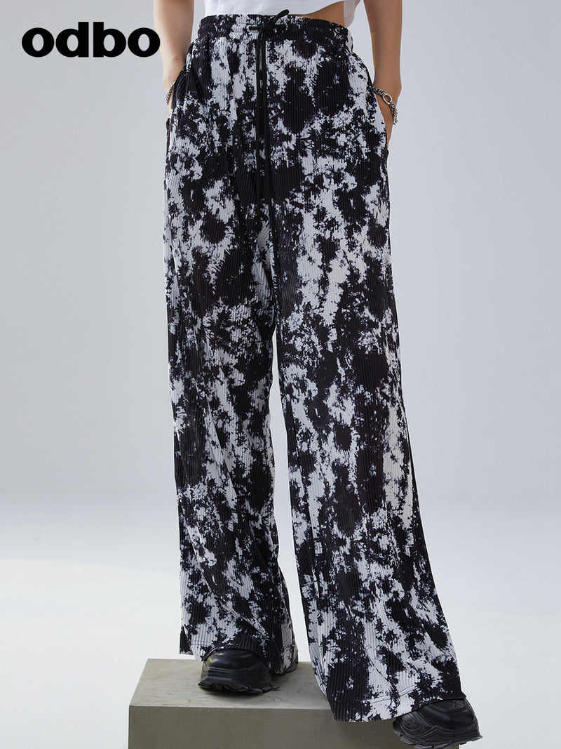 Heardbyodbo春裝2022年新款女時尚印花休閒褲女高腰垂感百搭長褲