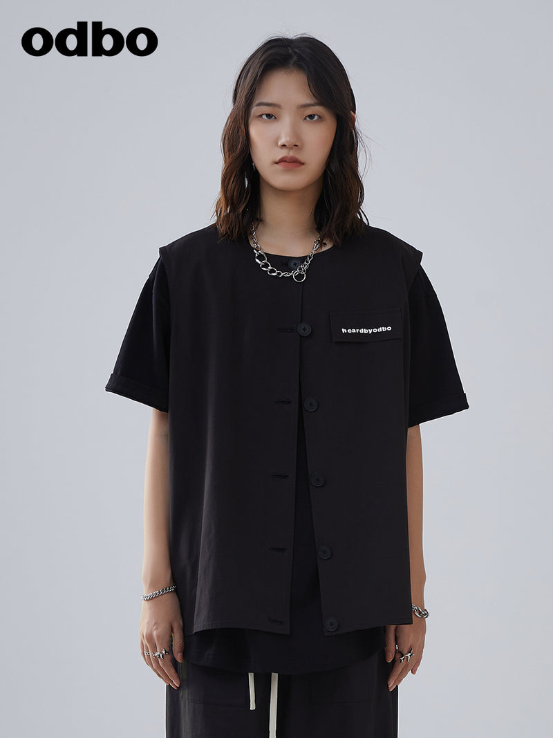 Heardbyodbo2022年夏季新款寬鬆黑色無袖背心女百搭外穿休閒上衣