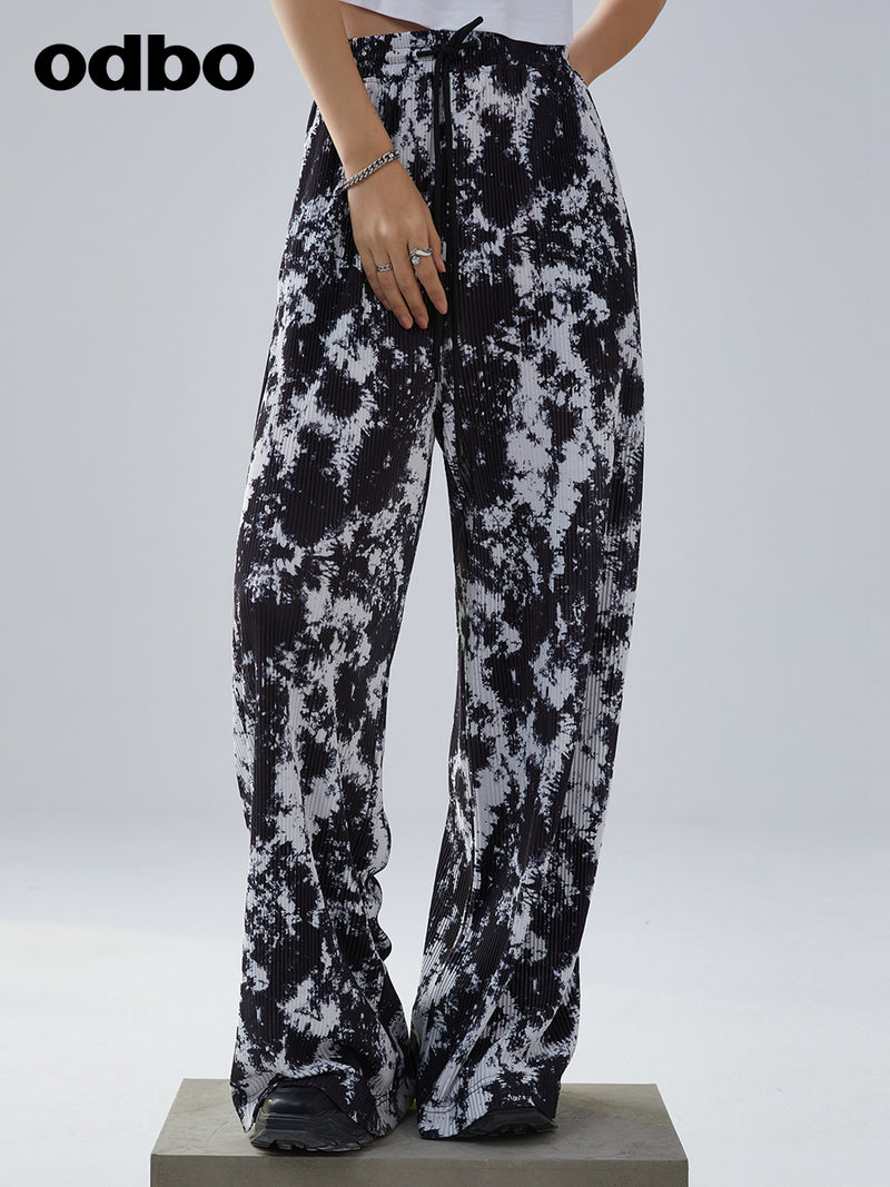 Heardbyodbo春裝2022年新款女時尚印花休閒褲女高腰垂感百搭長褲